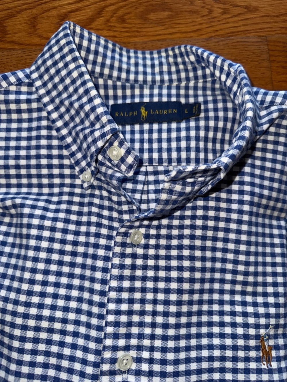 Ralph Lauren Navy and White Gingham Button-Down Shirt - Men's - Picture 4 of 4